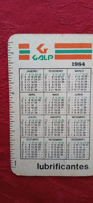 Calendário de bolso - Galp - de 1984