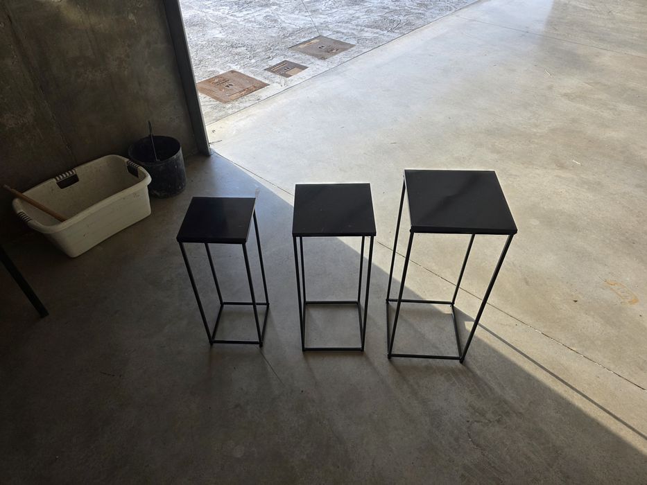 Conjunto de 3 suportes, mesa de apoio, consola em ferro