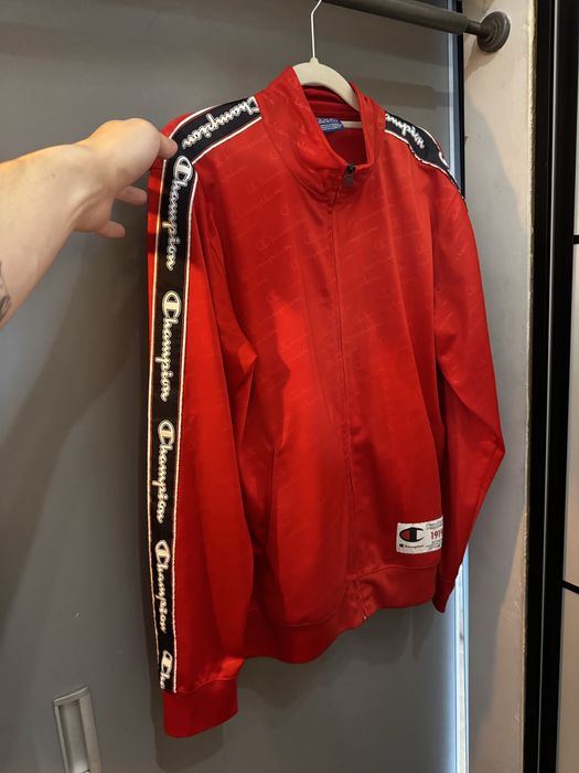 Champion Tracksuit Red Bluza M Lampasy Logo