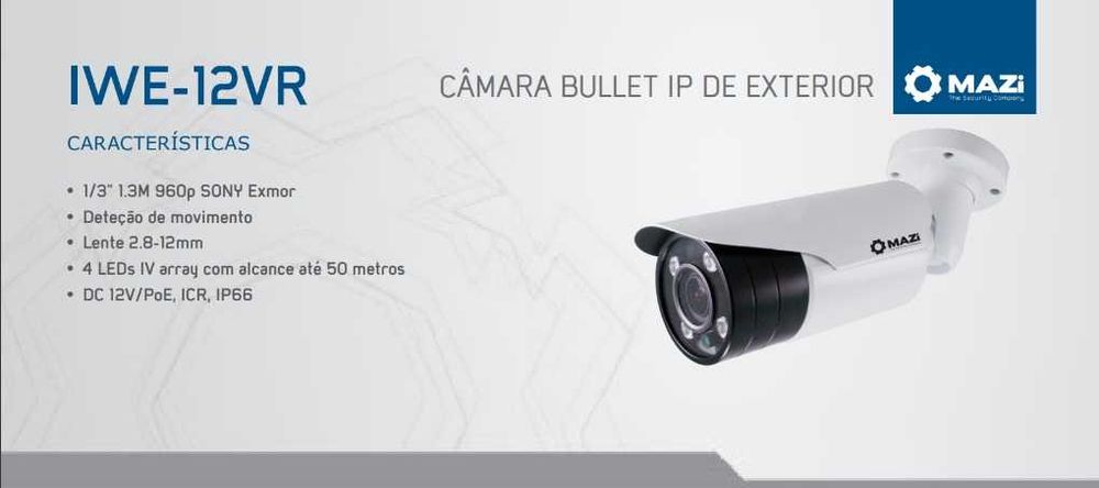 Câmara de vigilância IP exterior da marca Mazi (sensor Sony) com POE