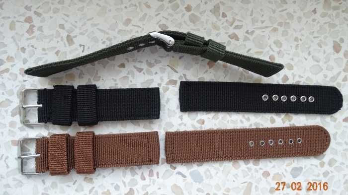 Paski nylonowe do zegarka 18mm 20mm 22mm komplet 2szt parciane