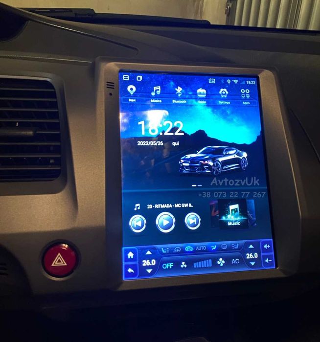 Магнитола HONDA Civic GPS USB Tesla Сивик 2 дин din CarPlay Android 15