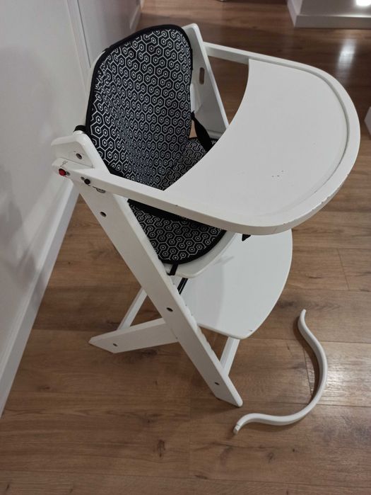 Krzesełko do karmienia Kinderkraft drewniane białe rosnące