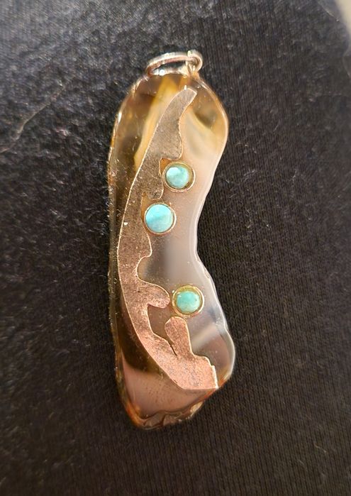 Wisior agat srebro turkus zawieszka 925