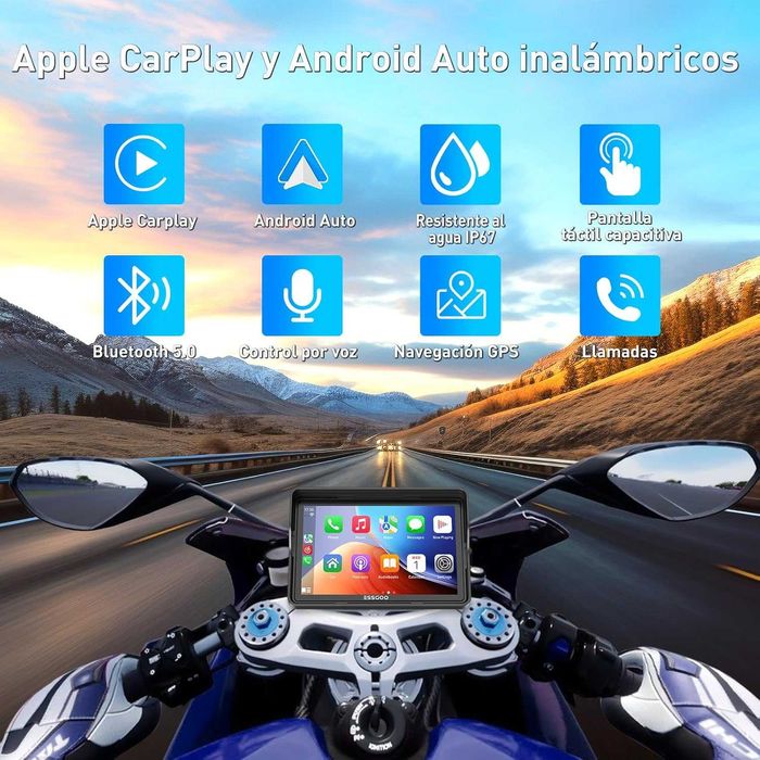 Android Auto/CarPlay para Moto, écran 5", marca ESSGOO, NOVO