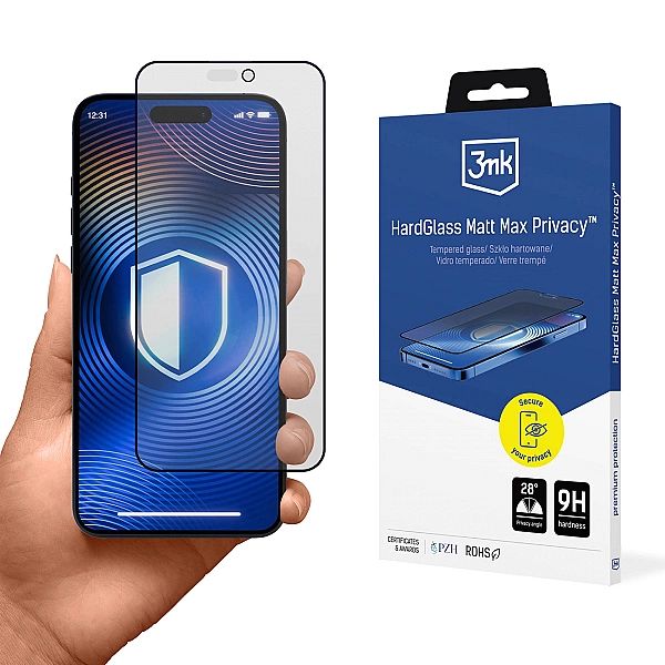 Szkło hartowane 3mk Hardglass Matt Max Privacy na Apple iPhone 16 Pro