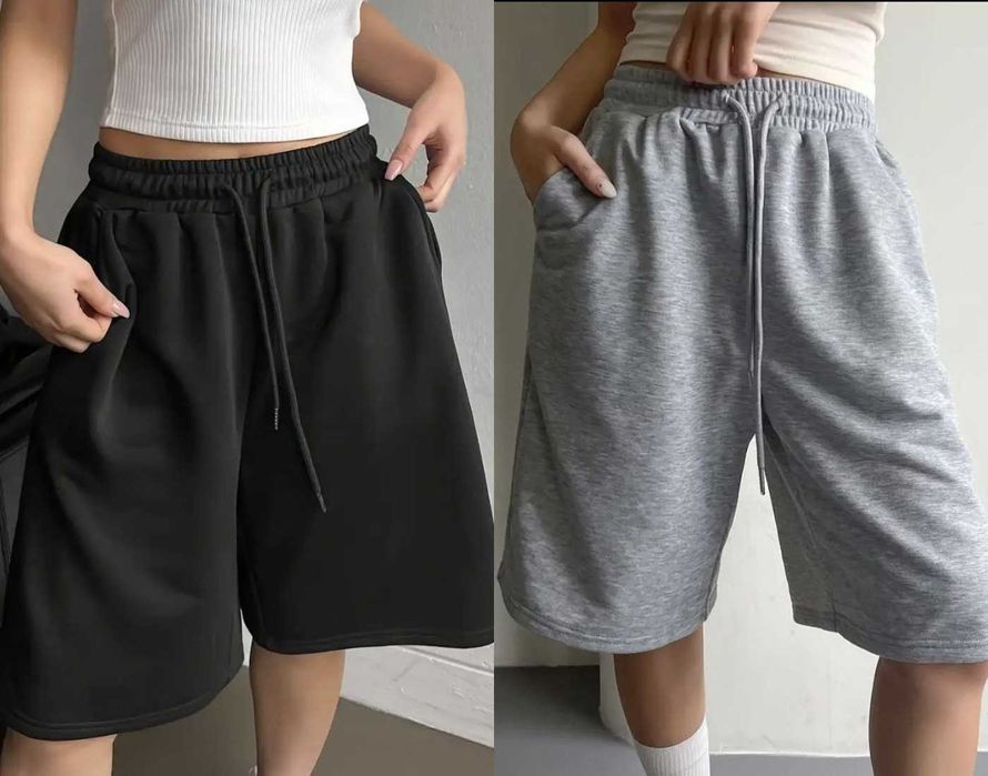 Жіночі трикотажні шорти оверсайз бермуди на резинці