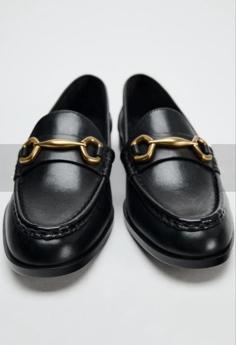 Шкіряні лофери Zara в стилі old money 37 розмір