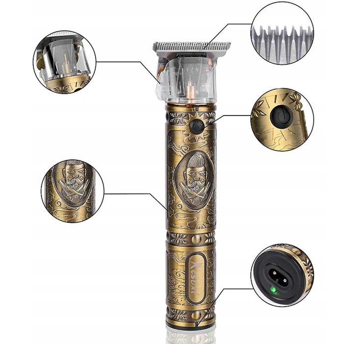 Maszynka do strzyżenia, trymer do brody VINTAGE styl retro boomers LCD