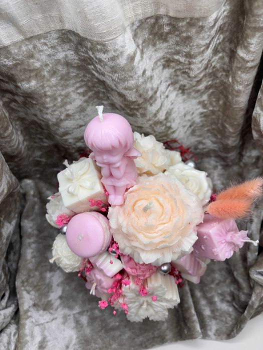 Piękny bukiet świąteczny świec świeczek hande made