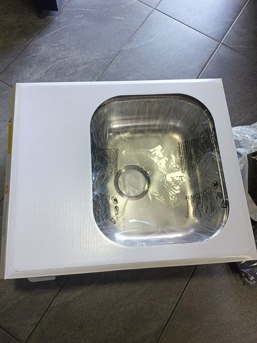 Zlew stalowy 58x50cm z syfonem