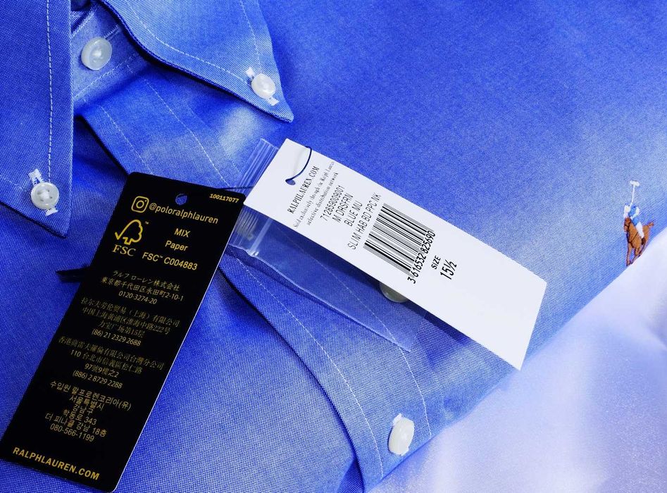 Koszula Polo Ralph Lauren L 42 Imperial semi-shiny stretch niebieska