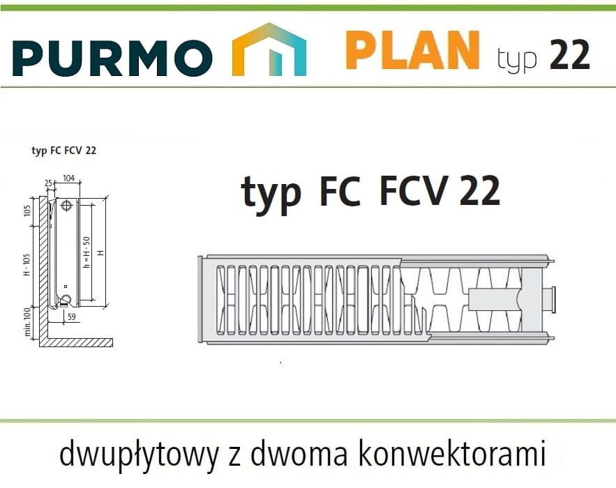 PŁASKI FRONT grzejnik PURMO Ventil Compact 90x40cm