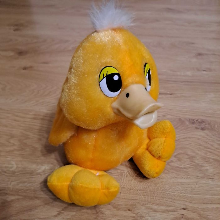 Maskotka / kaczka pluszowa z gumowym dziobem i dżwiękiem / 23 cm