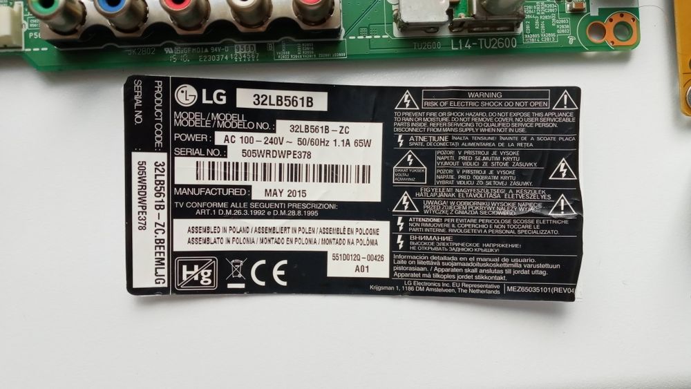 Zasilacz z tv LG 32LB561B