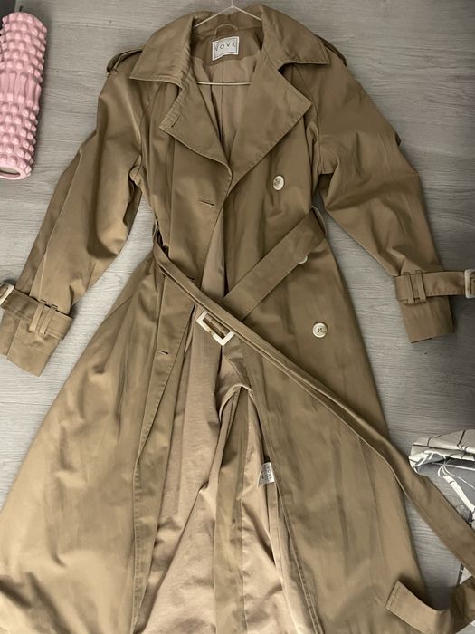 Beżowy trencz płaszcz, rozmiar S M