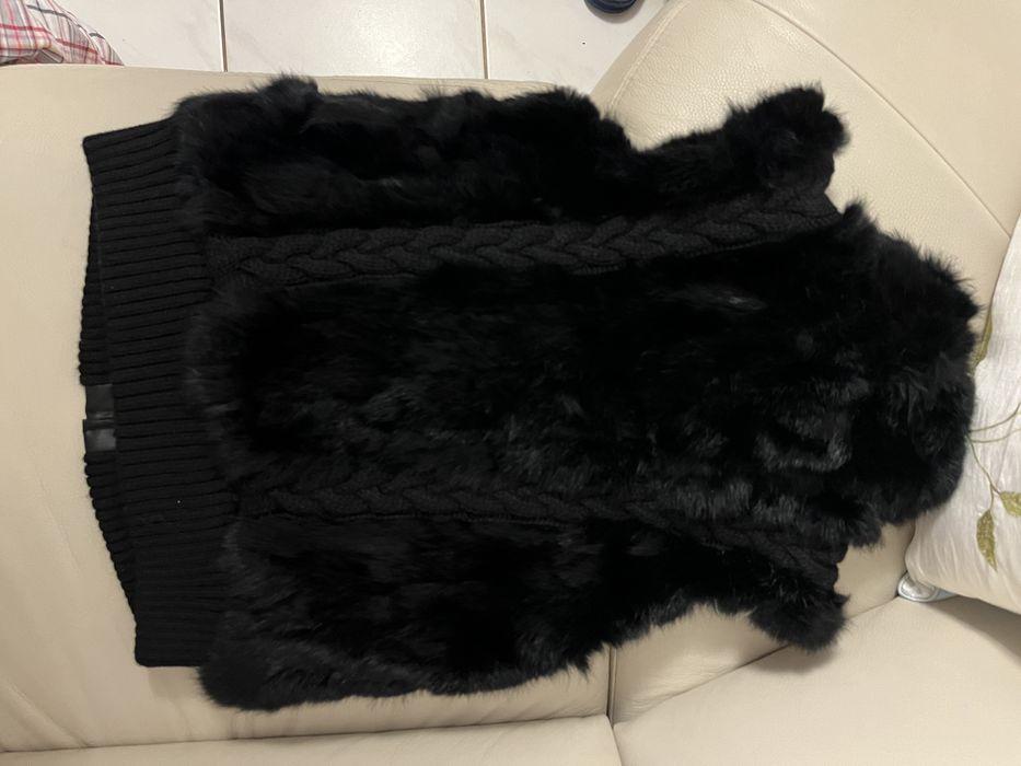 Kamizelka futro z krolika czarne S/M