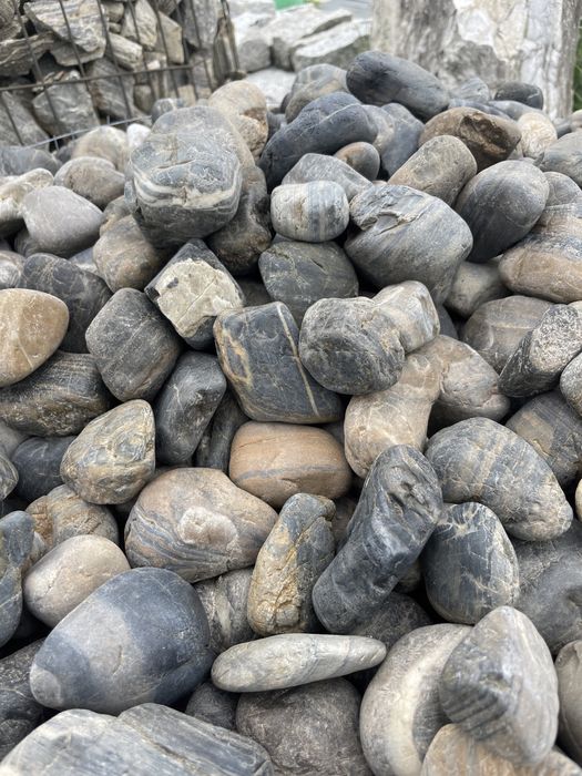 Czarny Kamień w Paski Polerowany, Otoczak Żwir Dekoracyjny do Doniczek