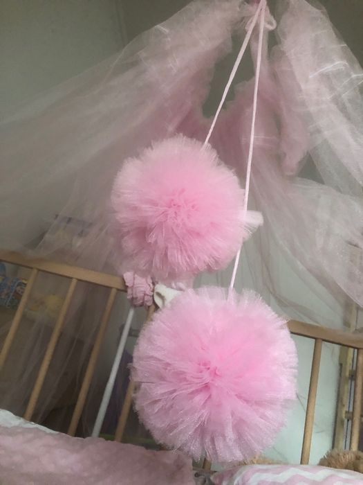 Балдахін на ліжечко рожевий