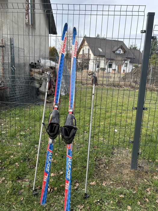 komplet narty biegowe, buty salomon 38, kijki 120cm