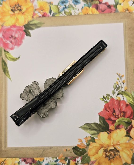 Miś misio złota spinka do włosów krokodylek glamour