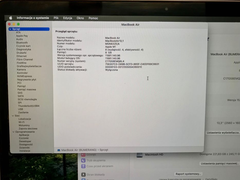 Apple MacBook Air M1 8GB 256GB SSD Retina 13,3” A2337
