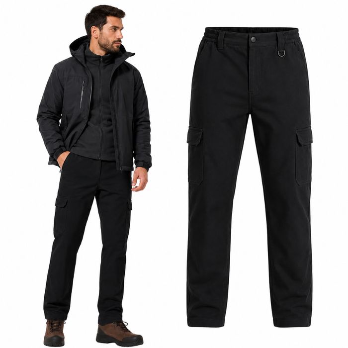 Spodnie taktyczne męskie softshell ocieplane polar 3XL 38W/34L czarny