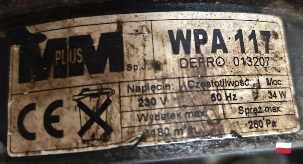 Wentylator dmuchawa Defro WPA 117