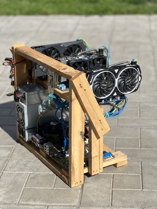 Бизнес, пассивный доход, майнинг ферма, 3 карты, Rx570, 4gb