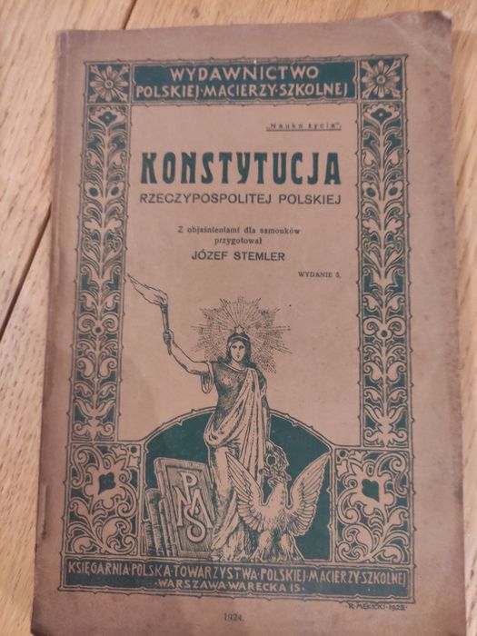 Konstytucja polski z roku 1924 Józef stemler zabytek vintage