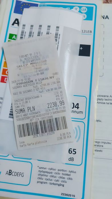 Suszarka do ubrań amica 11kg.