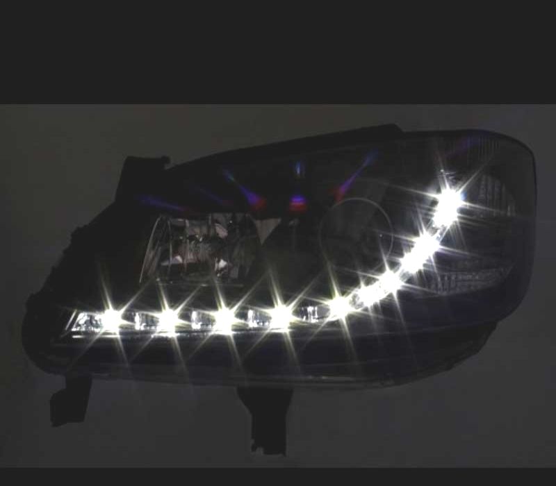 FARÓIS FRONTAIS LUZ DIURNA LED PARA OPEL ZAFIRA 99-05 PRETO