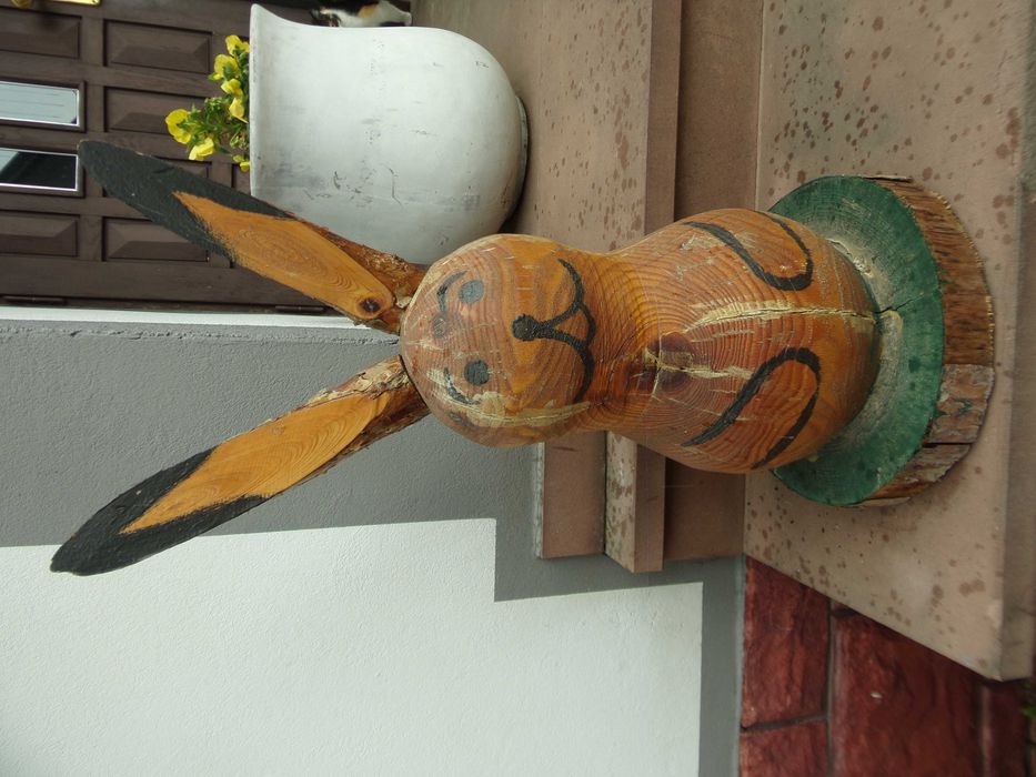 Duży Zając z drewna drewniany dekoracja ozdoba do ogrodu Handmade