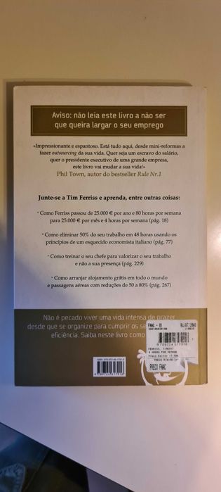 Livro "4 Horas Por Semana" de Timothy Ferriss (Português)