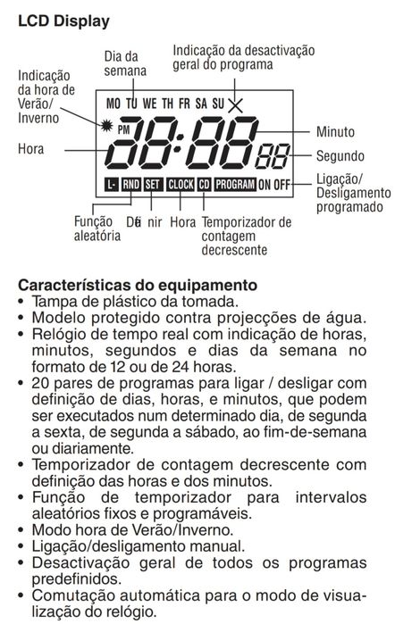 Tomada relógio / temporizador digital IP44442152341817927683