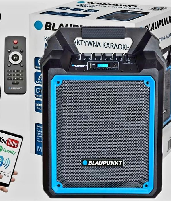 Głośnik aktywny Blaupunkt party box Radio  FM BT USB SD AUX 500W karaoke