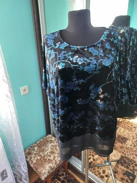 Новая блуза большого размера 56-58-60 панбархат Bonmarché Франция