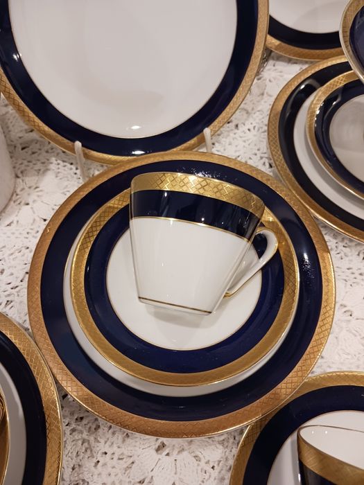 Edelstein Serwis kawa herbata kobalt zlocenie