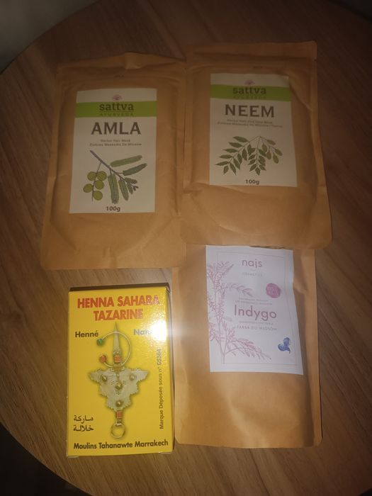 Henna Sahara Tazarine, Amla Sattva, Neem Sattva, Indygo