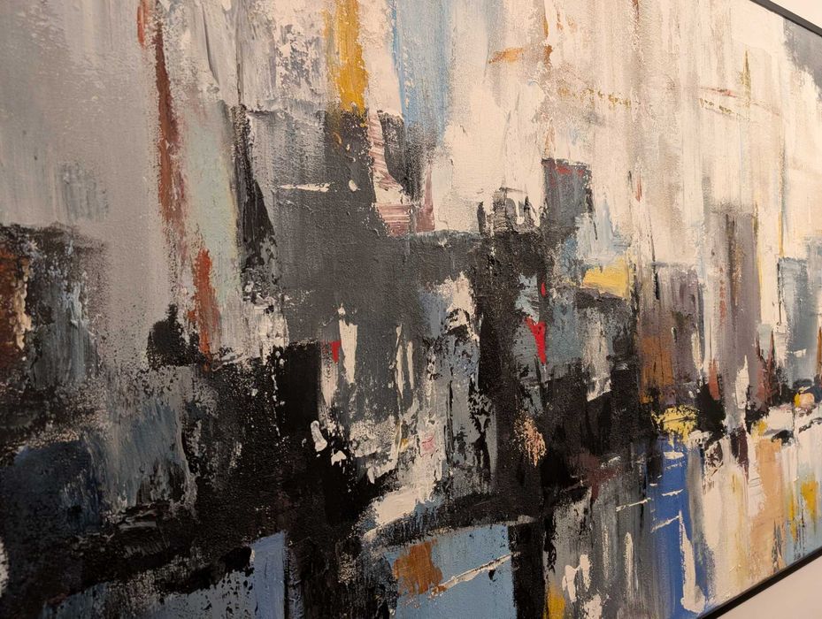 "Wrażenie Miasta" ręcznie malowany obraz na płótnie, 100x150 cm