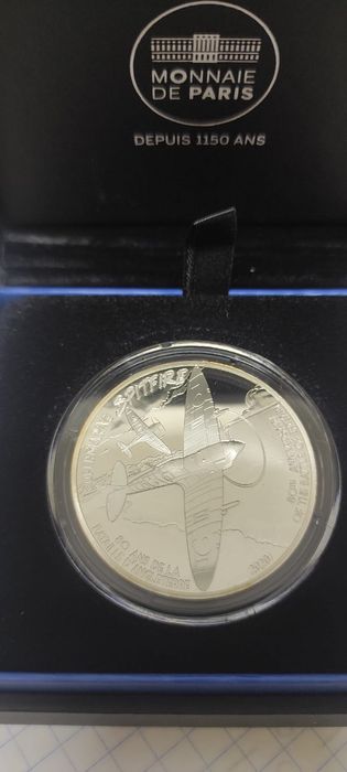 Moeda de 10 € de prata prof História da aviação / Spitfire