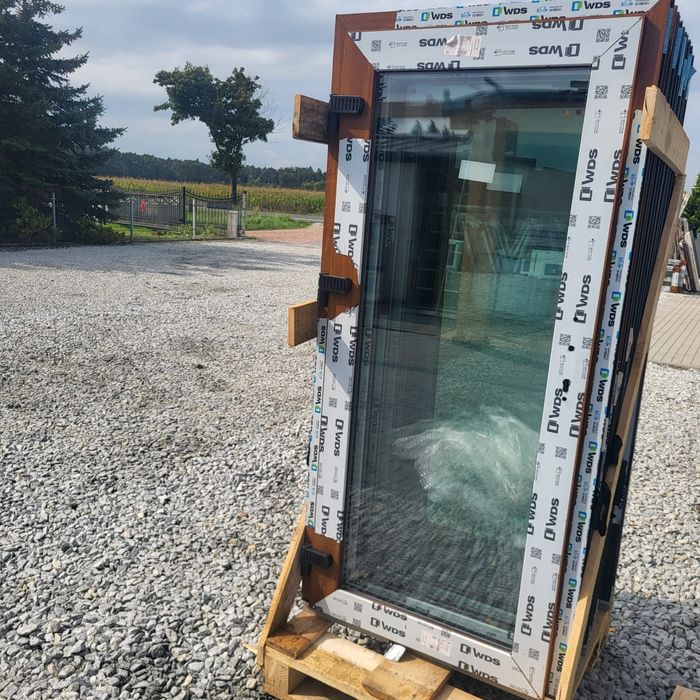 Drzwi zewnętrzne PCV 100x 210  antracyt.orzech i złoty dąb trzyszybowe