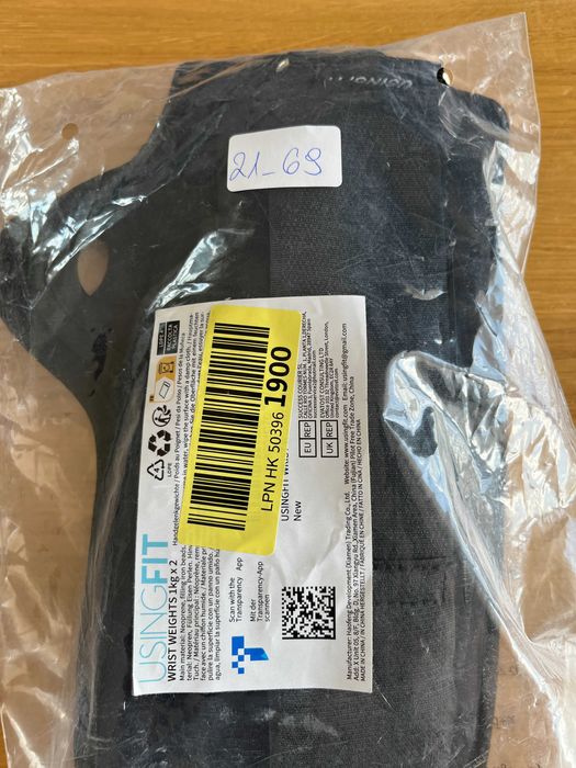 USINGFIT Obciążniki Na Nadgarstki I Kostki 2x1kg Z Pętlą Na Kciuk