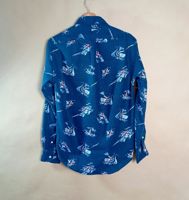 Polo Ralph Lauren Koszula Męska Granatowa Slim Fit Wzór Narciarze 100%