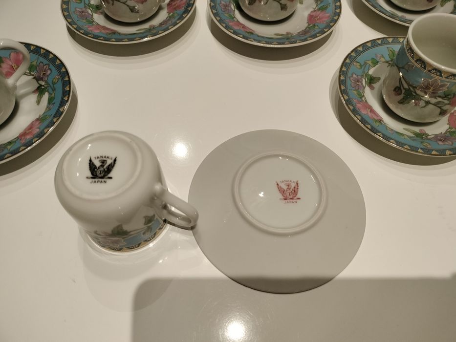 Conjunto café 6 chávenas e pires. Porcelana japonesa Tanaka