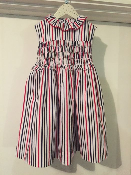 Vestido Papo D’Anjo T4 anos com favos riscas