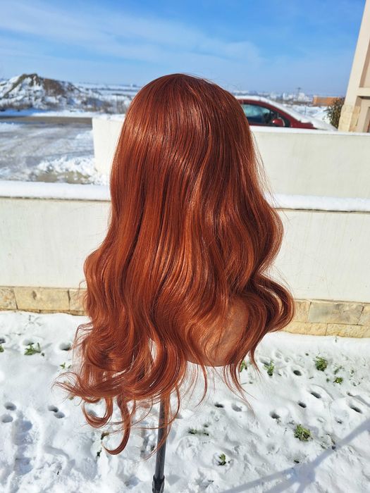 Peruka Kręcona Długa Ruda Na Koronkowej Siatce Lace Front Wig