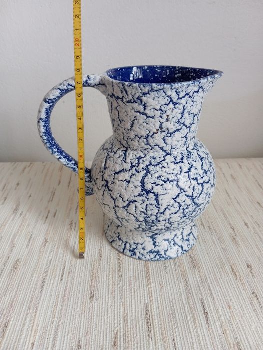 Dzban ceramiczny Gres des Neiges vintage niebiesko-biały 20 cm
