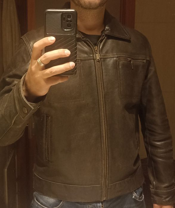 Casaco vintage de couro de búfalo