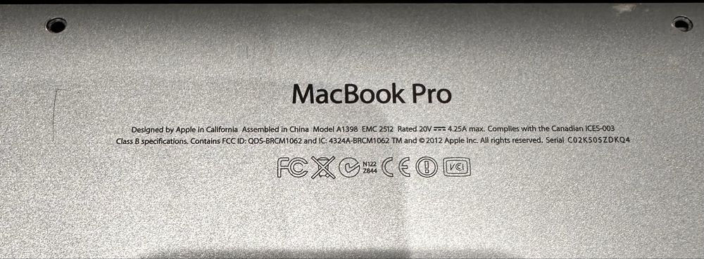 Ноутбук MacBook A1398 15" на відновлення! N3255